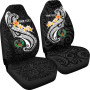 Pohnpei Custom Personalised Car Seat Covers - Pohnpei Seal Polynesian Patterns Plumeria (Black)