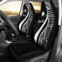 Marshall Islands Custom Personalised Car Seat Covers - White Polynesian Tentacle Tribal Pattern