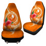 Yap Micronesia Custom Personalised Car Seat Covers - Orange Floral With Seal