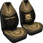 Tuvalu Custom Personalised Car Seat Cover - Tuvalu Coat Of Arms Polynesian Chief Tattoo Gold Version