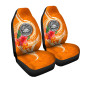 American Samoa Polynesian Custom Personalised Car Seat Covers - Orange Floral With Seal
