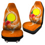 Palau Polynesian Custom Personalised Car Seat Covers - Orange Floral With Seal