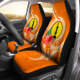 New Caledonia Polynesian Custom Personalised Car Seat Covers - Orange Floral With Seal