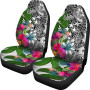 Kosrae Custom Personalised Car Seat Covers White - Turtle Plumeria Banana Leaf