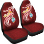 Guam Personalised Car Seat Covers  - Guam Seal Polynesian Patterns Plumeria (Red)