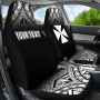 Wallis and Futuna Custom Personalised Car Seat Covers - Wallis and Futuna Coat Of Arms Polynesian Tattoo Fog Black