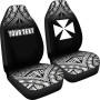 Wallis and Futuna Custom Personalised Car Seat Covers - Wallis and Futuna Coat Of Arms Polynesian Tattoo Fog Black