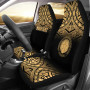 Northern Mariana Islands Custom Personalised Car Seat Covers - CNMI Seal Polynesian Tattoo Fog Gold