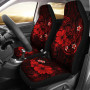 Polynesian Hawaii Car Seat Covers - Humpback Whale with Hibiscus (Red)