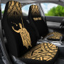 Hawaii Custom Personalised Car Seat Covers - Kamehameha King Polynesian Tattoo Fog Gold