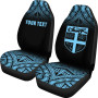 Fiji Tapa Custom Personalised Car Seat Covers - Fiji Flag Polynesian Tattoo Fog Blue