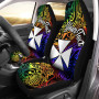 Wallis and Futuna Custom Personalised Car Seat Covers - Rainbow Polynesian Pattern