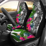 Marshall Islands Custom Personalised Car Seat Covers White - Turtle Plumeria Banana Leaf