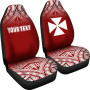 Wallis and Futuna Custom Personalised Car Seat Covers - Wallis and Futuna Coat Of Arms Polynesian Tattoo Fog Red