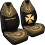 Wallis And Futuna Custom Personalised Car Seat Cover - Wallis And Futuna Coat Of Arms Polynesian Chief Tattoo Gold Version