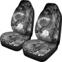 Cook Islands Custom Personalised Car Seat Covers - Humpback Whale with Tropical Flowers (White)