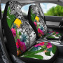 Tokelau Custom Personalised Car Seat Covers White - Turtle Plumeria Banana Leaf