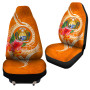 Nauru Polynesian Custom Personalised Car Seat Covers - Orange Floral With Seal