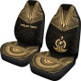 Vanuatu Custom Personalised Car Seat Cover - Vanuatu Coat Of Arms Polynesian Chief Tattoo Gold Version