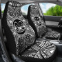 Marquesas Islands Car Seat Cover - Marquesas Islands Coat Of Arms Polynesian White Black
