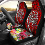 Polynesian Car Seat Covers - Turtle Plumeria Red Color