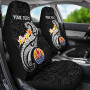 Tahiti Custom Personalised Car Seat Covers - Tahiti Seal Polynesian Patterns Plumeria (Black)