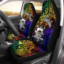 Tuvalu Custom Personalised Car Seat Covers - Rainbow Polynesian Pattern