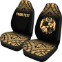 Tonga Custom Personalised Car Seat Covers - Tonga Coat Of Arms Polynesian Tattoo Fog Gold