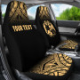 Tonga Custom Personalised Car Seat Covers - Tonga Coat Of Arms Polynesian Tattoo Fog Gold