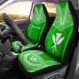 Hawaii Custom Personalised Car Seat Cover - Kanaka Maoli Polynesian Chief Tattoo Green Version