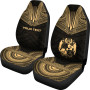 Tonga Custom Personalised Car Seat Cover - Tonga Coat Of Arms Polynesian Chief Tattoo Gold Version