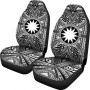 Nauru Car Seat Cover - Nauru Coat Of Arms Polynesian White Black