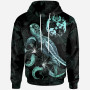 Tonga Polynesian Hoodie - Turtle With Blooming Hibiscus Turquoise