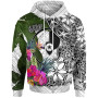 Yap Hoodie White - Turtle Plumeria Banana Leaf