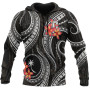 Chuuk Micronesian Hoodie - Black Plumeria