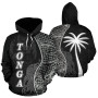 Tonga Polynesian Hoodie Coconut Tree Black