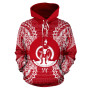 Vanuatu Polynesian ll Over Hoodie Map Red White