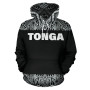 Tonga All Over Hoodie - Polynesian Black And White