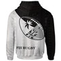 Fiji Rugby Hoodie - Fiji Flag Coat Of Arms Sprit Of Rugby BW