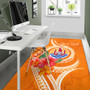 Tahiti Polynesian Custom Personalised Area Rug - Orange Floral With Seal Polynesian 5