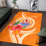 Tahiti Polynesian Area Rug - Orange Floral With Seal Polynesian 4