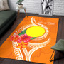 Palau Polynesian Custom Personalised Area Rug - Orange Floral With Seal Polynesian 4