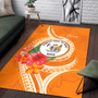 Niue Polynesian Area Rug - Orange Floral With Seal Polynesian 4