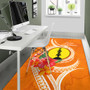 New Caledonia Polynesian Area Rug - Orange Floral With Seal Polynesian 5