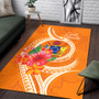 Cook Islands Polynesian Area Rug - Orange Floral With Seal Polynesian 4