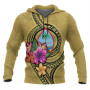 Guam Polynesian ll Over Hoodie - Floral With Seal Gold