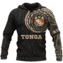 Tonga Hoodie - Tonga Coat Of Arms Polynesian Tattoo Style Gold