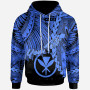 Polynesian Hawaii Custom Personalised Hoodie - Tribal Wave Tattoo Blue