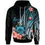 Tuvalu Hoodie - Turquoise Polynesian Hibiscus Pattern Style