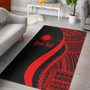 Marshall Islands Custom Personalised Area Rug - Red Polynesian Tentacle Tribal Pattern Polynesian 1